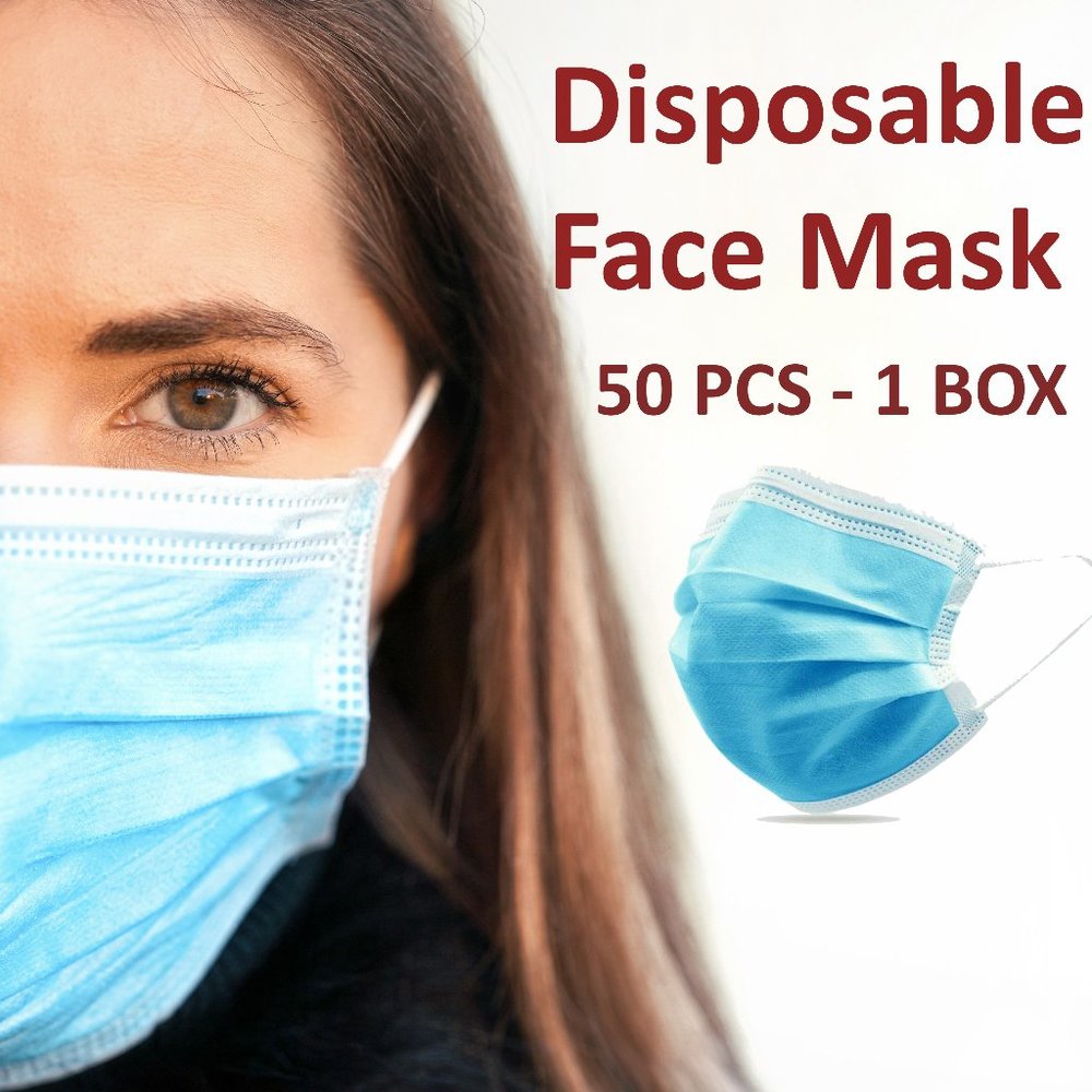 50 PC 3 Layer Disposable Face Mask USA Seller